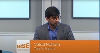 Vatsal Nahata speaking at Yale University RISE Conference